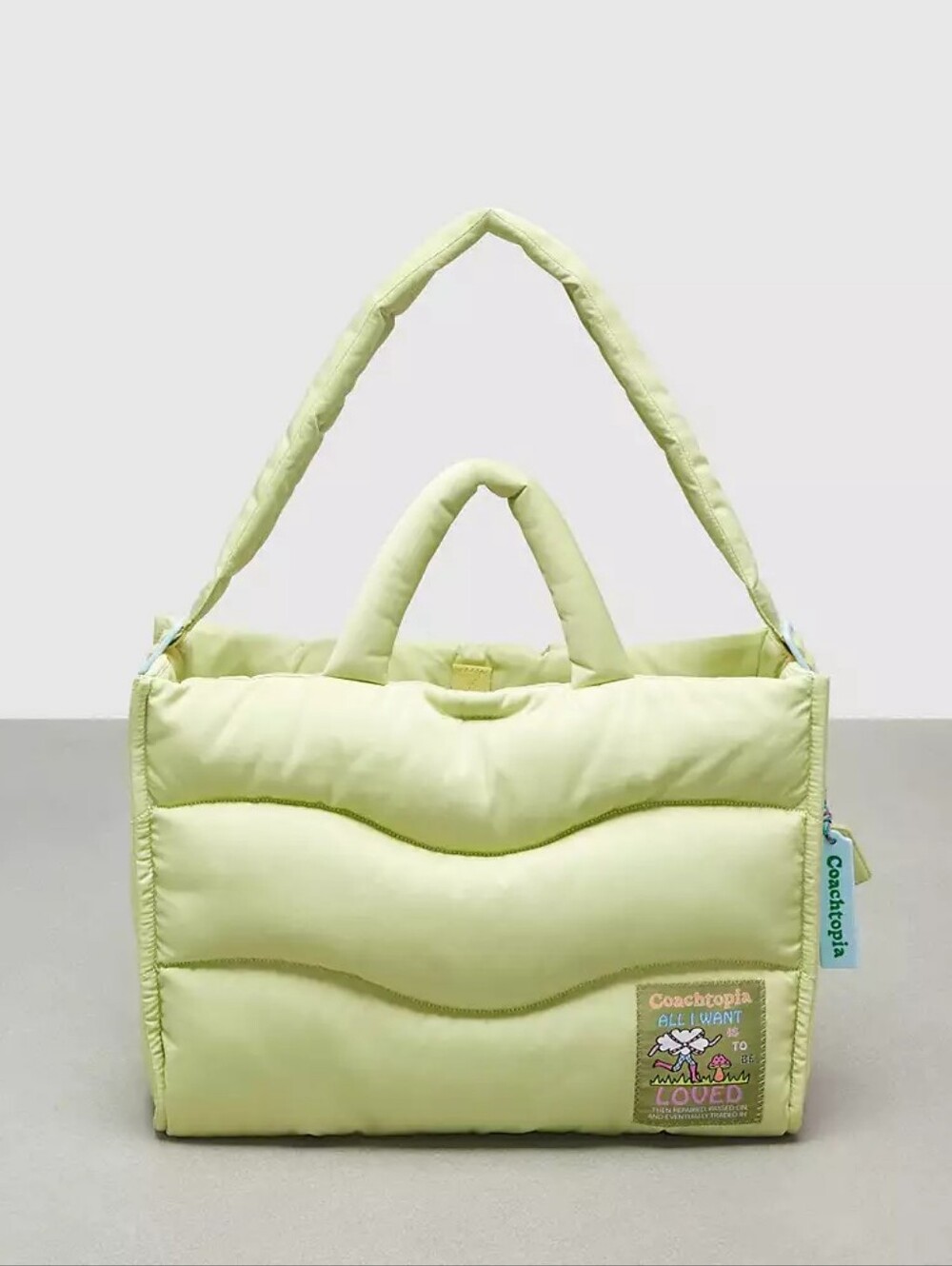 *NWT* [Coachtopia] CQ157 Large Loop Puffy Tote in Pale Lime, Quilted